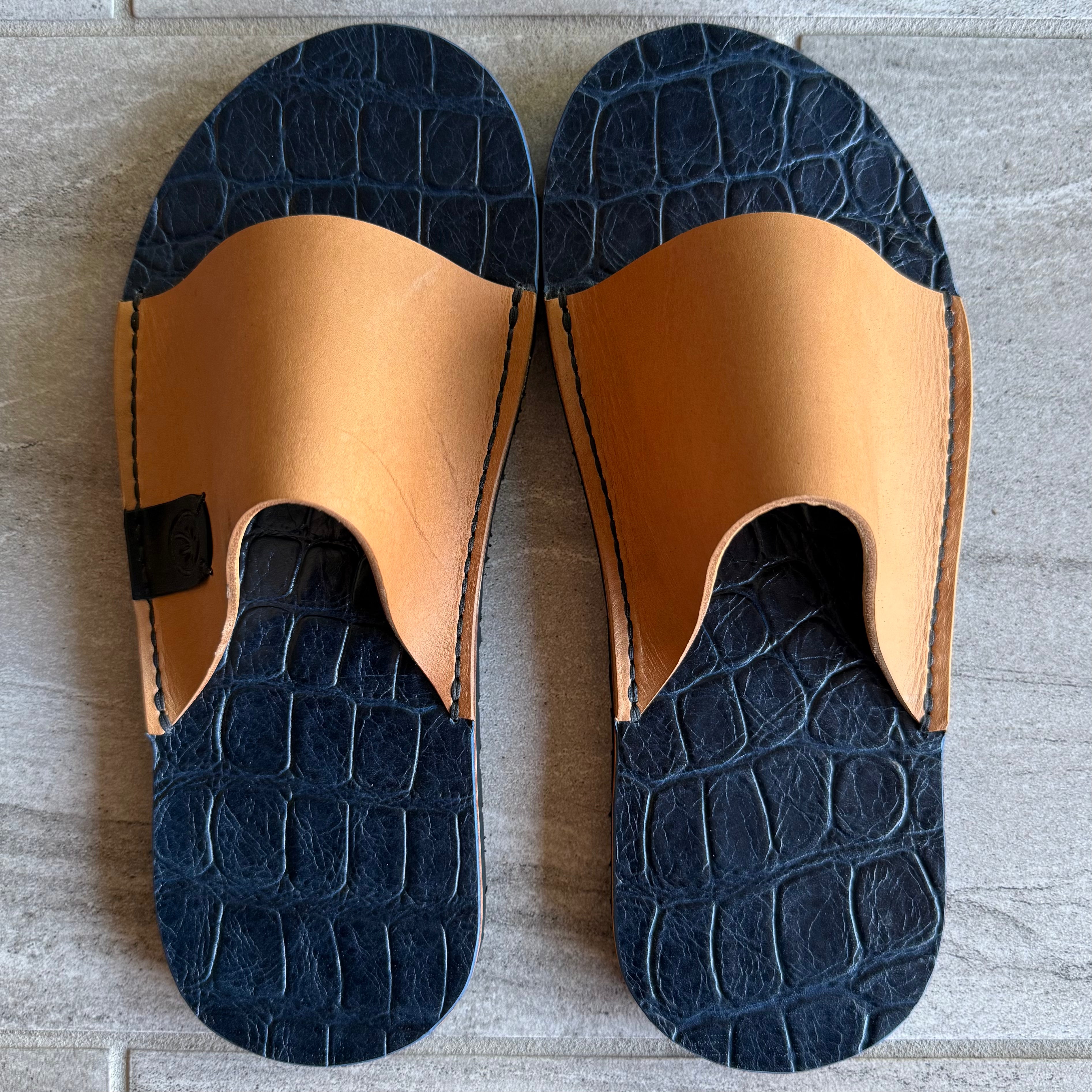 Saltwater Crocodile Slides by Toehold featuring crocodile skin texture and open-toe design for casual summer wear.