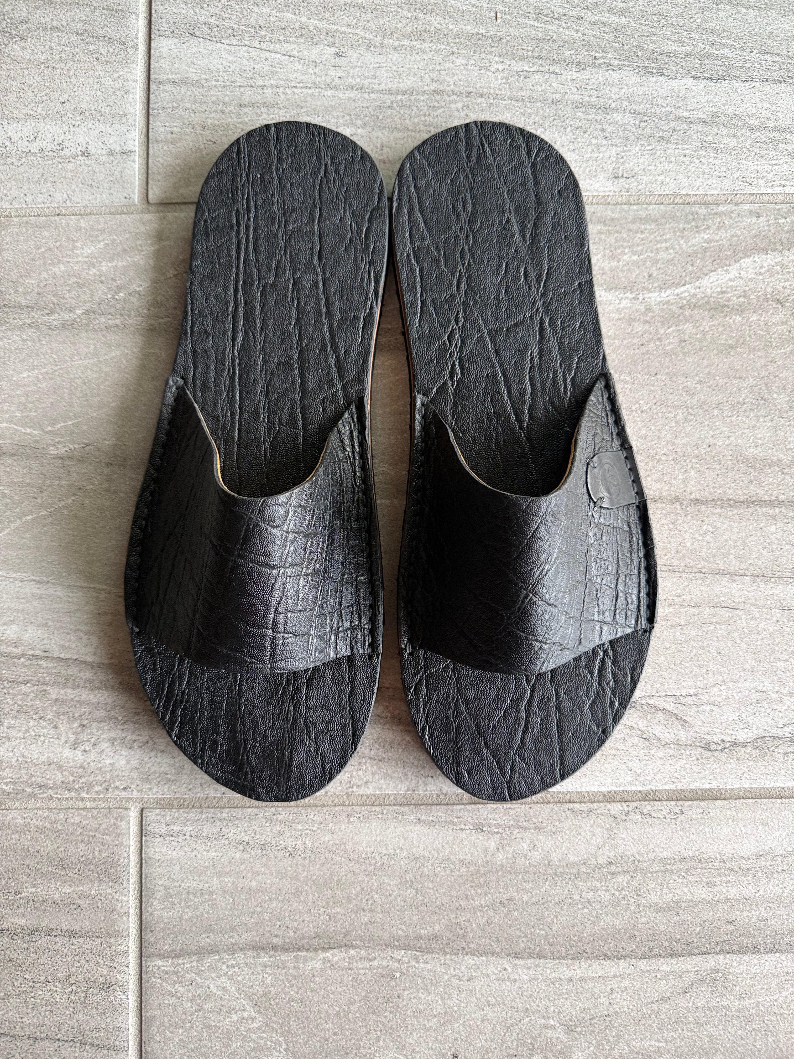 Black African Elephant slides by Toehold featuring elephant-shaped design and comfortable slip-on style for casual wear.
