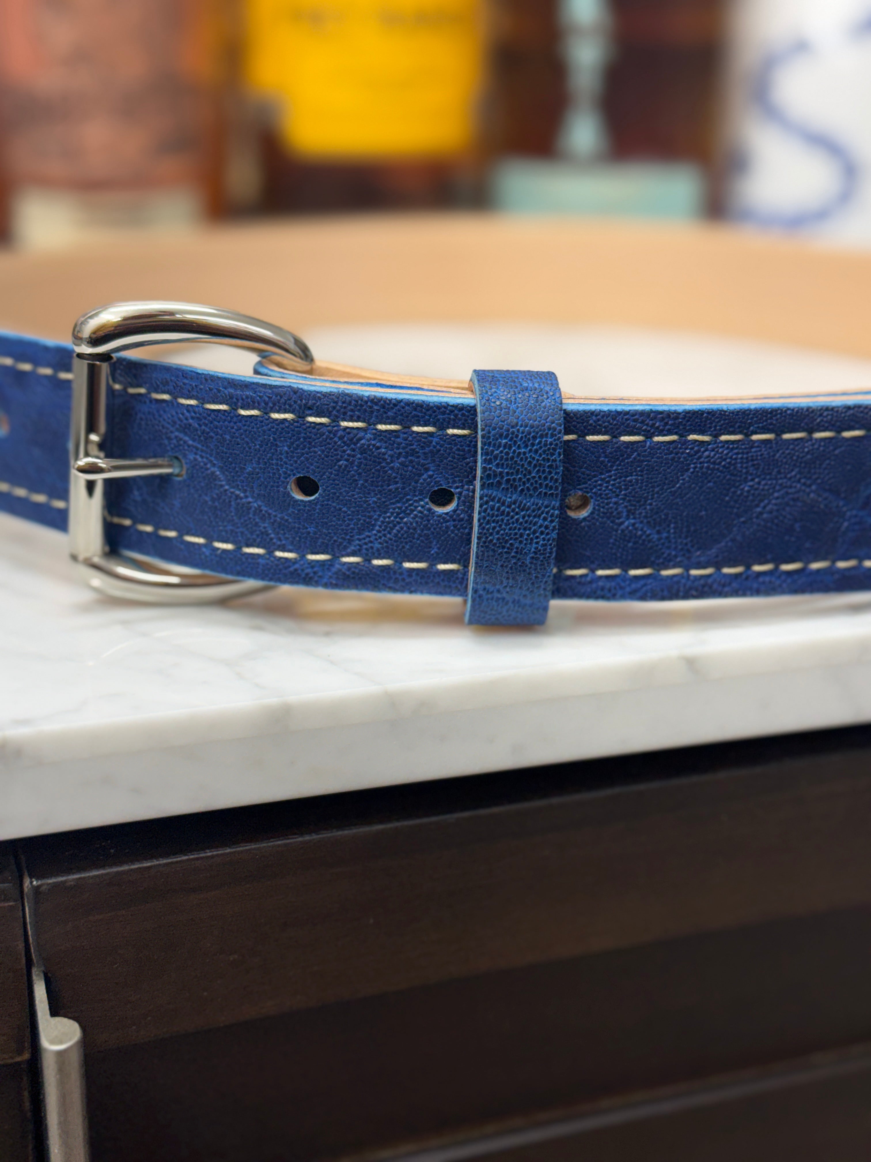 Blue Elephant belt by Toehold featuring a vibrant elephant design and adjustable strap, perfect for casual and stylish outfits.