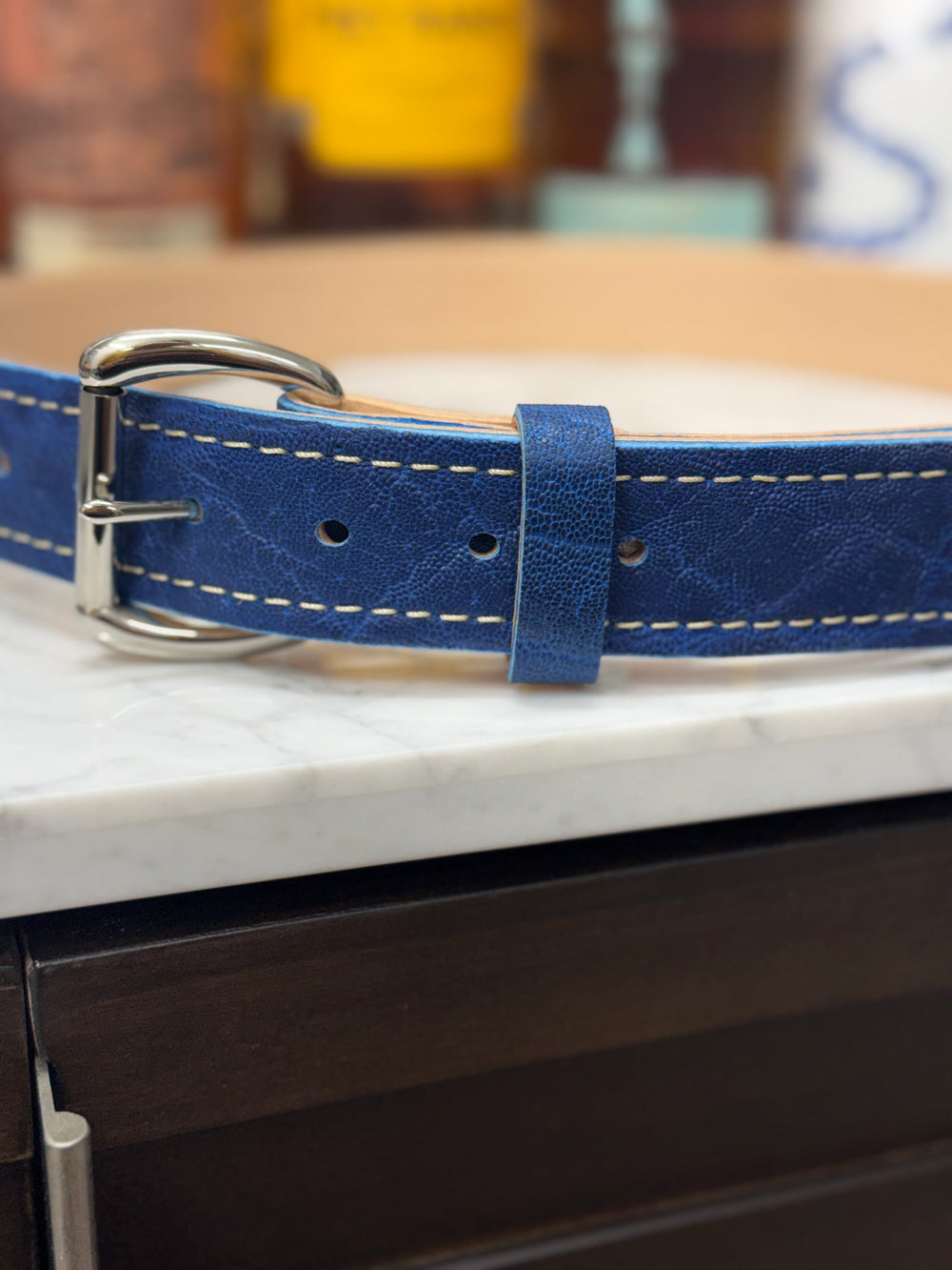 Blue Elephant belt by Toehold featuring a vibrant elephant design and adjustable strap, perfect for casual and stylish outfits.