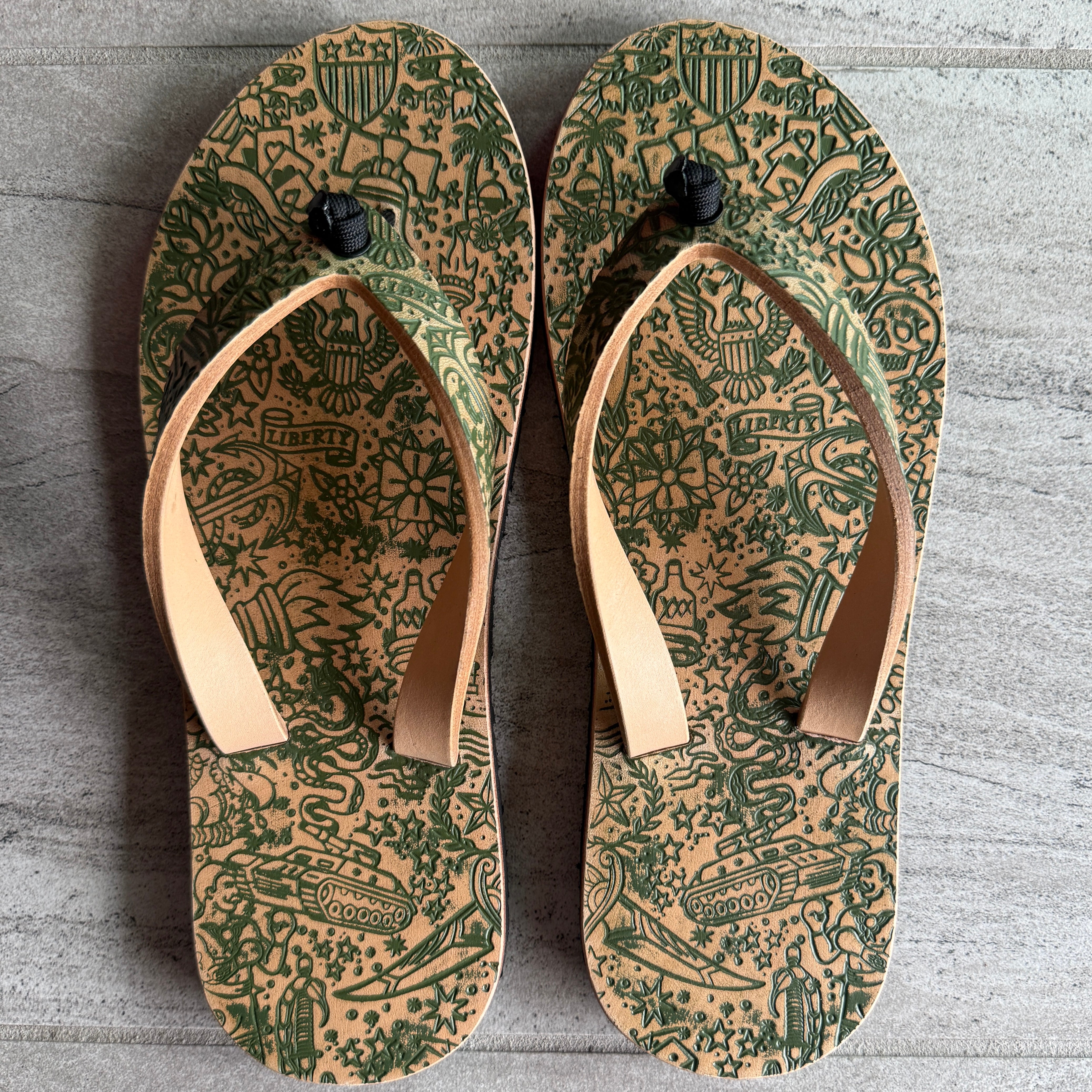 OD Green Toehold Freedom Flops women's flip-flops with matching straps, casual and comfortable summer footwear